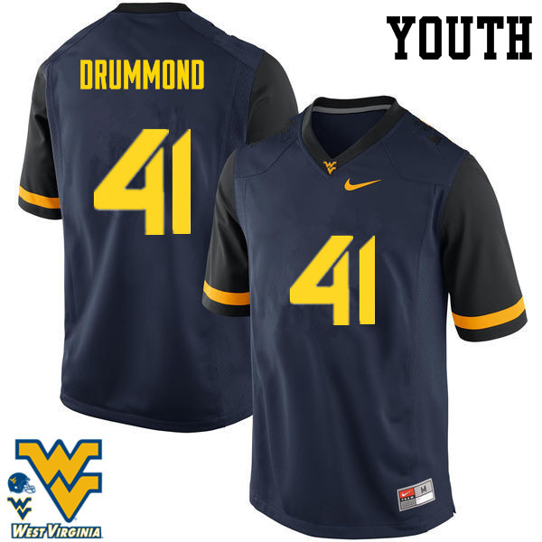 NCAA Youth Elijah Drummond West Virginia Mountaineers Navy #41 Nike Stitched Football College Authentic Jersey IB23S36WJ